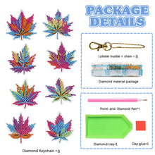 Load image into Gallery viewer, 8PCS Double Sided Special Shape Diamond Painting Keychain (Special Leaf)
