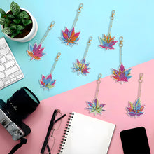 Load image into Gallery viewer, 8PCS Double Sided Special Shape Diamond Painting Keychain (Special Leaf)
