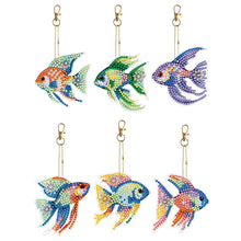 Load image into Gallery viewer, 6PCS Double Sided Special Shape Diamond Painting Keychain (Flexible Fish)
