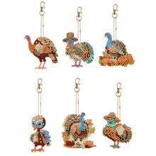 Load image into Gallery viewer, 6PCS Double Sided Special Shape Diamond Painting Keychain (Holiday Turkey)
