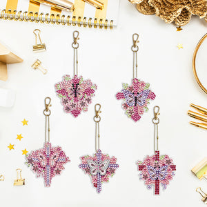 5PCS Double Sided Special Shape Diamond Painting Keychain (Crucifix)