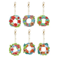 Load image into Gallery viewer, 6PCS Double Sided Special Shape Diamond Painting Keychain (Flower Swim Circle)
