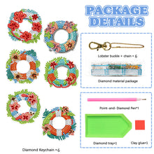Load image into Gallery viewer, 6PCS Double Sided Special Shape Diamond Painting Keychain (Flower Swim Circle)
