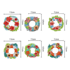 6PCS Double Sided Special Shape Diamond Painting Keychain (Flower Swim Circle)