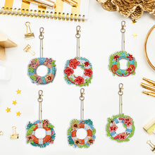 Load image into Gallery viewer, 6PCS Double Sided Special Shape Diamond Painting Keychain (Flower Swim Circle)
