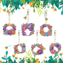 Load image into Gallery viewer, 6PCS Double Sided Special Shape Diamond Painting Keychain (Flower Garland)
