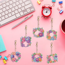 Load image into Gallery viewer, 6PCS Double Sided Special Shape Diamond Painting Keychain (Flower Garland)

