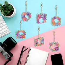 Load image into Gallery viewer, 6PCS Double Sided Special Shape Diamond Painting Keychain (Flower Garland)
