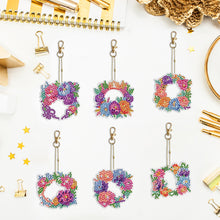 Load image into Gallery viewer, 6PCS Double Sided Special Shape Diamond Painting Keychain (Flower Garland)

