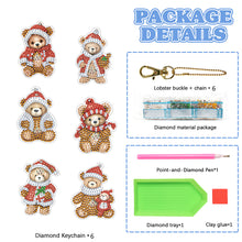 Load image into Gallery viewer, 6PCS Double Sided Special Shape Diamond Painting Keychain (Christmas Bear)
