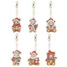 Load image into Gallery viewer, 6PCS Double Sided Special Shape Diamond Painting Keychain (Christmas Bear)
