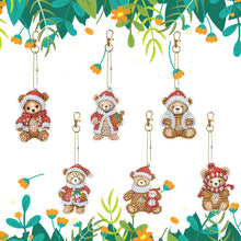 Load image into Gallery viewer, 6PCS Double Sided Special Shape Diamond Painting Keychain (Christmas Bear)
