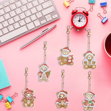 Load image into Gallery viewer, 6PCS Double Sided Special Shape Diamond Painting Keychain (Christmas Bear)
