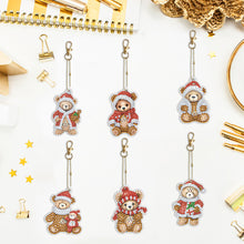 Load image into Gallery viewer, 6PCS Double Sided Special Shape Diamond Painting Keychain (Christmas Bear)
