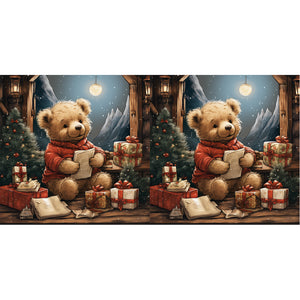 Christmas Eve Bear 40*40CM(Canvas) Full Round Drill Diamond Painting