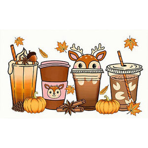 Autumn Deer Drink 50*30CM Full Round Drill Diamond Painting