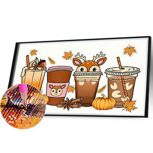 Autumn Deer Drink 50*30CM Full Round Drill Diamond Painting