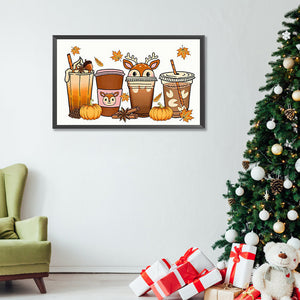 Autumn Deer Drink 50*30CM Full Round Drill Diamond Painting