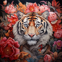 Load image into Gallery viewer, Tiger Among Flower 50*50CM Full Round Drill Diamond Painting
