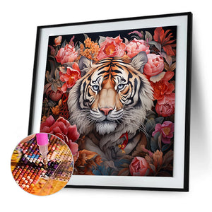 Tiger Among Flower 50*50CM Full Round Drill Diamond Painting