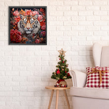 Load image into Gallery viewer, Tiger Among Flower 50*50CM Full Round Drill Diamond Painting
