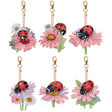 Load image into Gallery viewer, 6PCS Double Sided Diamond Art Keyring Ladybird for Adult Kid Purse Handbag Decor
