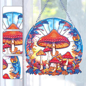 Special Shape Diamond Art Hanging Pendant for Home Wall Decor (Mushroom)