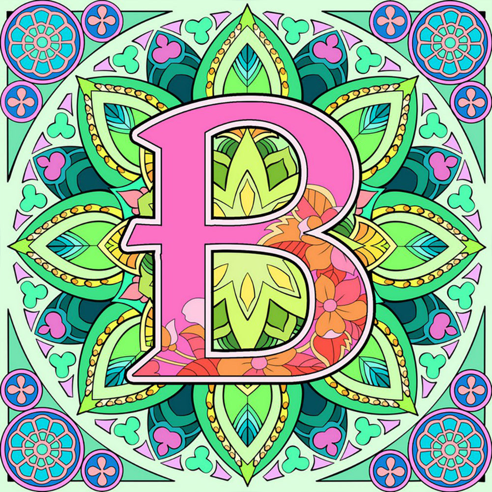 Mandala Letter B 30*30CM Full Round Drill Diamond Painting