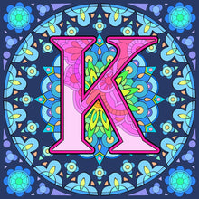 Load image into Gallery viewer, Mandala Letter K 30*30CM Full Round Drill Diamond Painting

