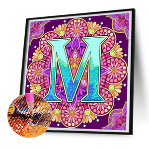 Mandala Letter M 30*30CM Full Round Drill Diamond Painting