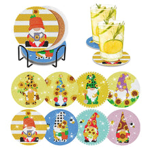 Load image into Gallery viewer, 8PCS Wood Special Shape Diamond Painting Coasters Kits (Sunflower Gnome #1)
