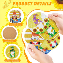 Load image into Gallery viewer, 8PCS Wood Special Shape Diamond Painting Coasters Kits (Sunflower Gnome #1)
