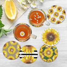 Load image into Gallery viewer, 8PCS Wood Special Shape Diamond Painting Coasters Kits (Sunflowers)
