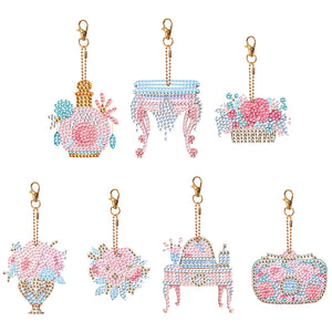 7PCS Double Sided Special Shape Diamond Painting Keychain (Everyday Things)