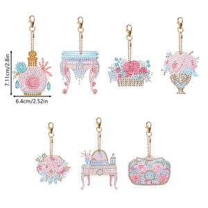 7PCS Double Sided Special Shape Diamond Painting Keychain (Everyday Things)