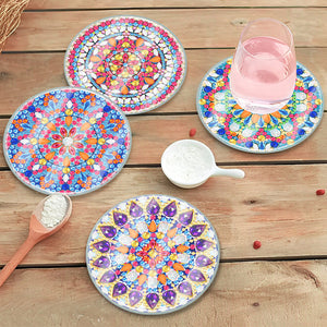6PCS Acrylic Special Shape Diamond Painting Art Coaster Kit Washable with Holder