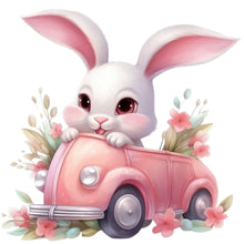 Load image into Gallery viewer, Pink Car Bunny 30*30CM Full Round Drill Diamond Painting
