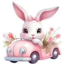 Load image into Gallery viewer, Pink Car Bunny 30*30CM Full Round Drill Diamond Painting
