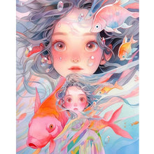 Load image into Gallery viewer, Goldfish And Girl 40*50CM Full Round Drill Diamond Painting
