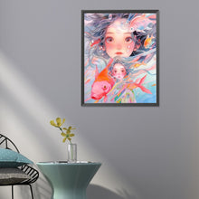 Load image into Gallery viewer, Goldfish And Girl 40*50CM Full Round Drill Diamond Painting
