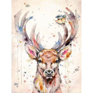 Watercolor Deer 30*40CM Full Round Drill Diamond Painting