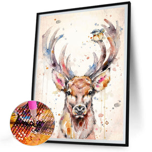 Watercolor Deer 30*40CM Full Round Drill Diamond Painting