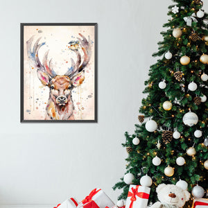 Watercolor Deer 30*40CM Full Round Drill Diamond Painting