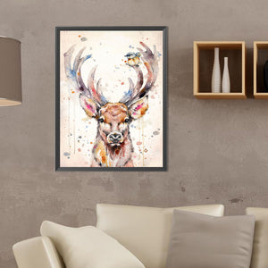 Watercolor Deer 30*40CM Full Round Drill Diamond Painting