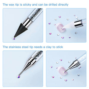 Diamond Art Pens Double Heads with Wax for Nail Art Rhinestones (Pink)