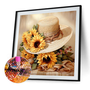 Sunflower Hat 30*30CM Full Square Drill Diamond Painting