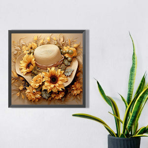 Sunflower Hat 30*30CM Full Square Drill Diamond Painting