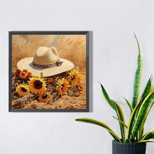 Sunflower Hat 30*30CM Full Square Drill Diamond Painting