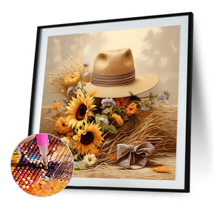 Sunflower Hat 30*30CM Full Square Drill Diamond Painting