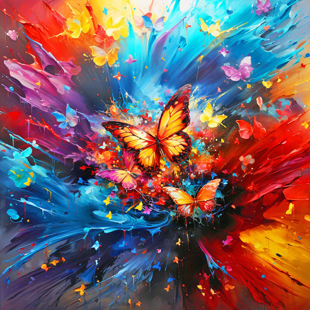 Oil Paint Butterfly 40*40CM Full Round Drill Diamond Painting